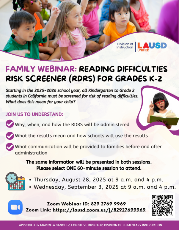 Zoom Link: https://lausd.zoom.us/j/82927699969