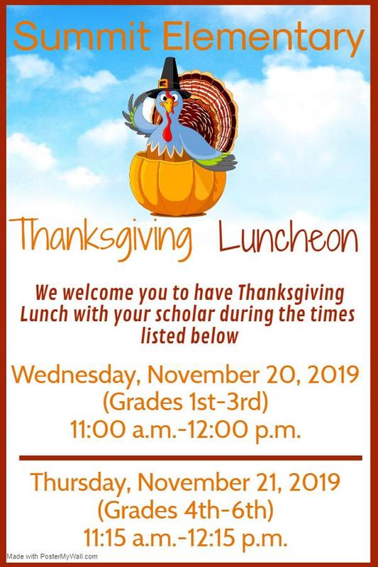 Summit Elementary Thanksgiving Luncheon 2019 #ItsComeBackTime