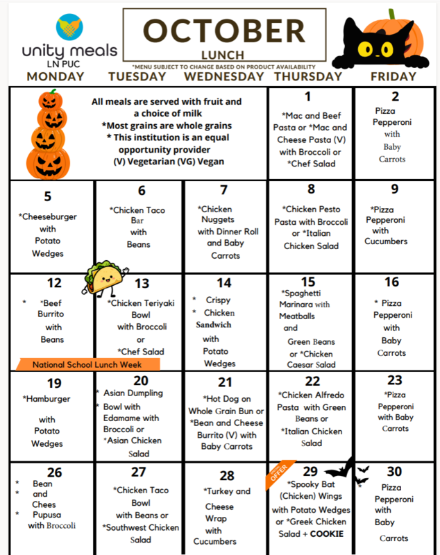 October Meal Menu