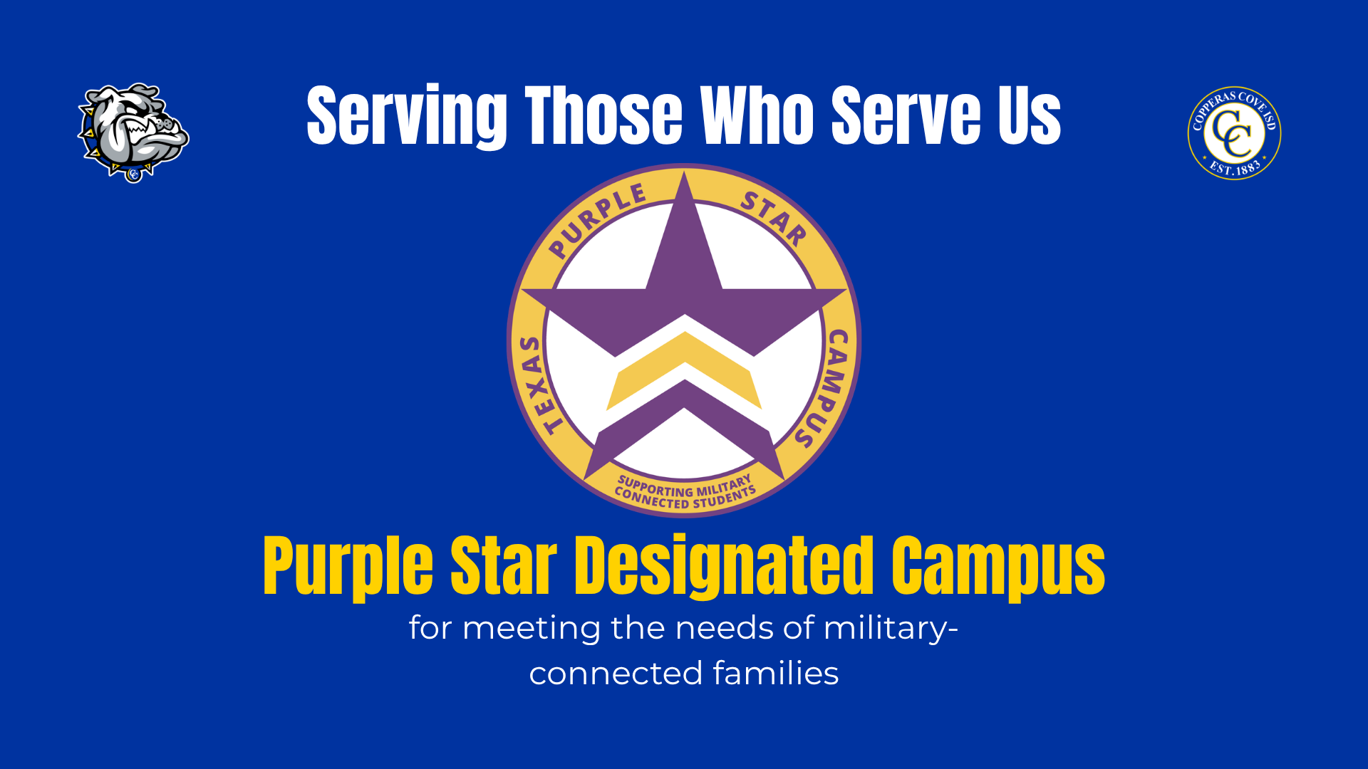 Logo with a purple star and text about military-connected families.