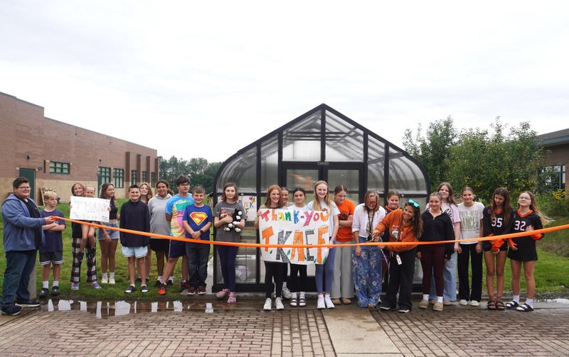 Thornapple Kellogg Middle School officially dedicates the new greenhouse.