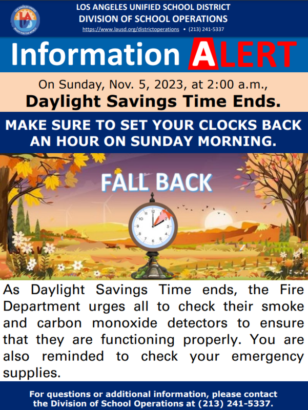 Daylight Savings Time Ends International Studies Learning Center