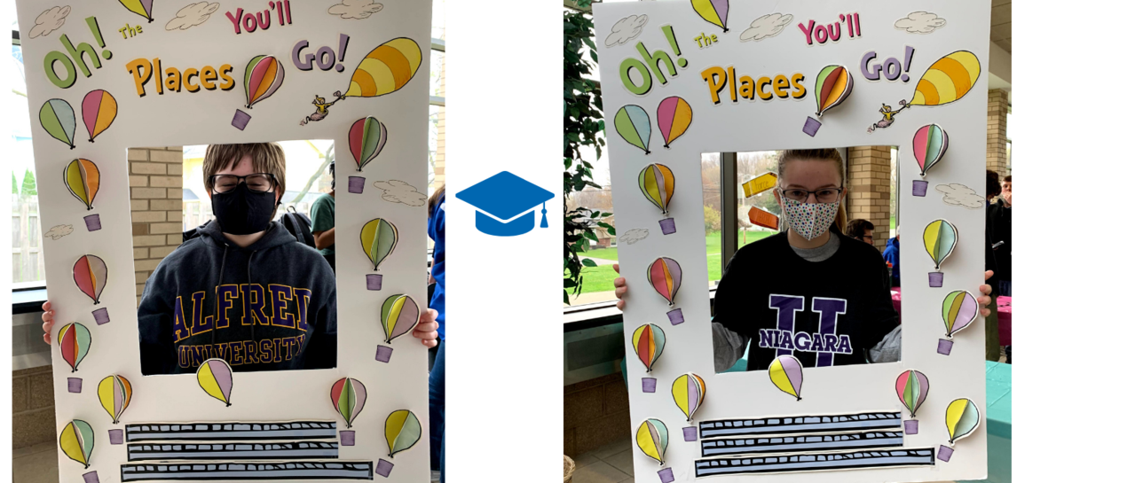 students holding a sign that says Oh The Places You'll Go