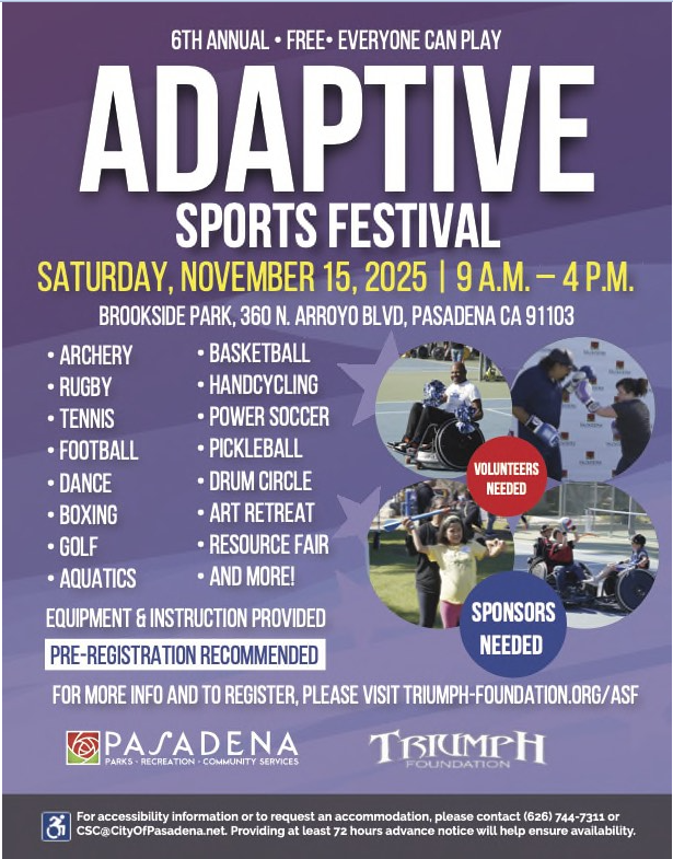 Adaptive Sports Festival flyer with details of the event