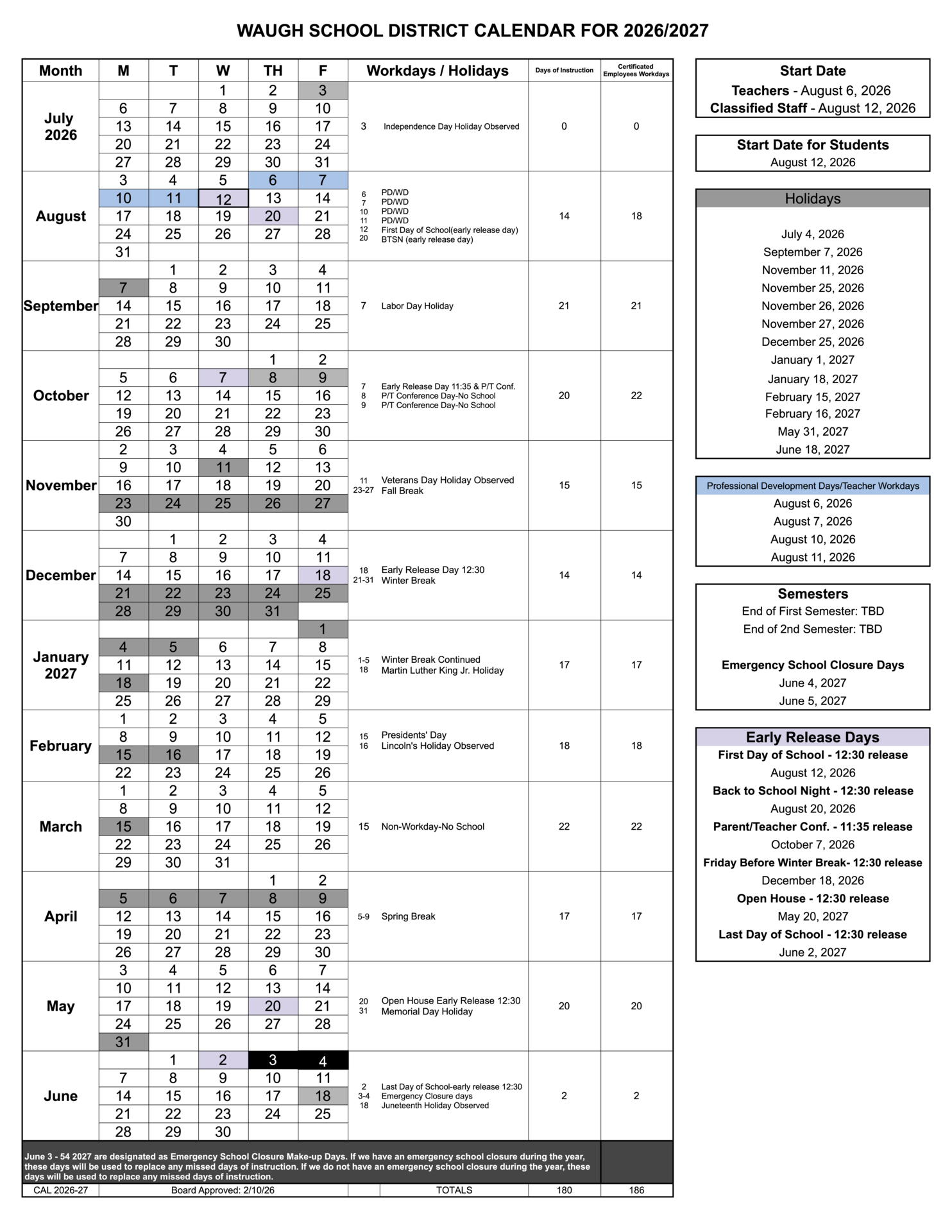 District Calendar 26-27