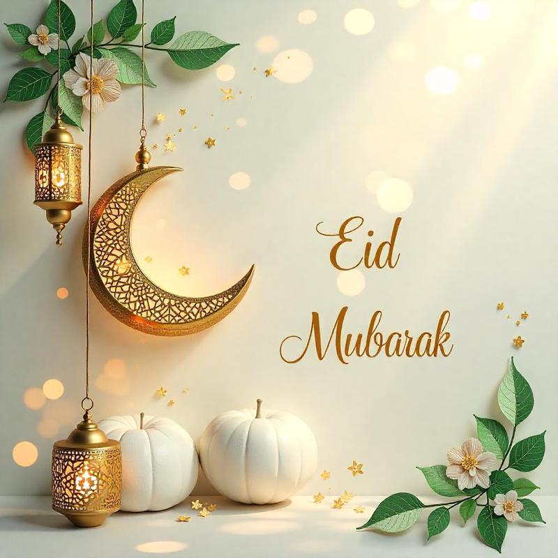 Eid al-Adha image with moon and candle