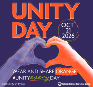 Two hands forming a heart with text about Unity Day.