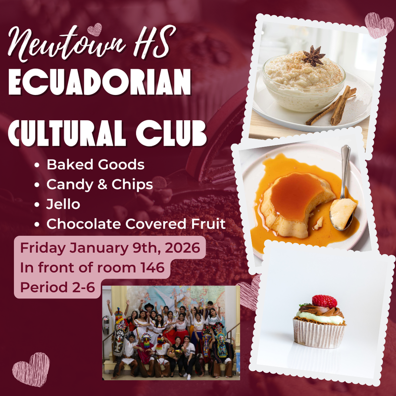 Ecuadorian Club bake sale flyer. 