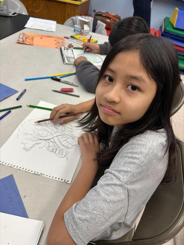 student drawing
