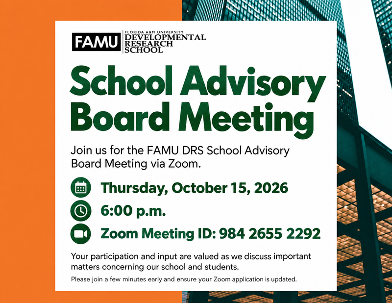 FAMU DRS School Advisory Board Meeting: Thursday, October 15, 2026 Featured Photo