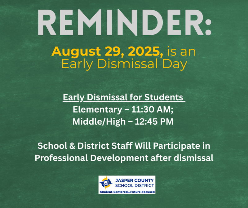 REMINDER: Friday, August 29, 2025, is an Early Dismissal Day Featured Photo