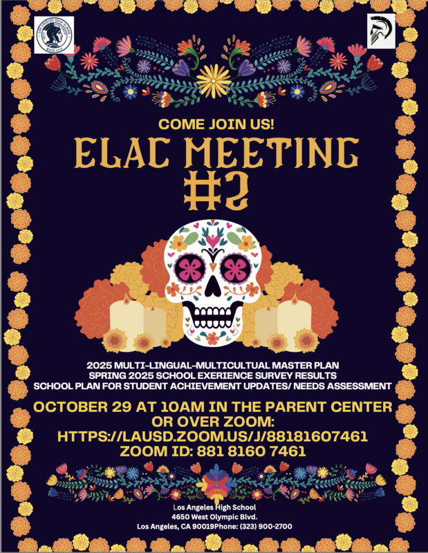 ELAC MEETING #2 10/29/2025 10:00 AM PARENT CENTER