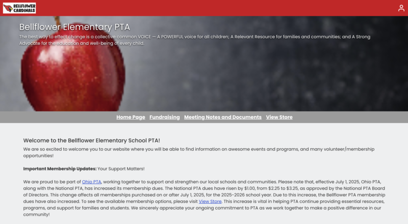This is a picture of the pTA Website