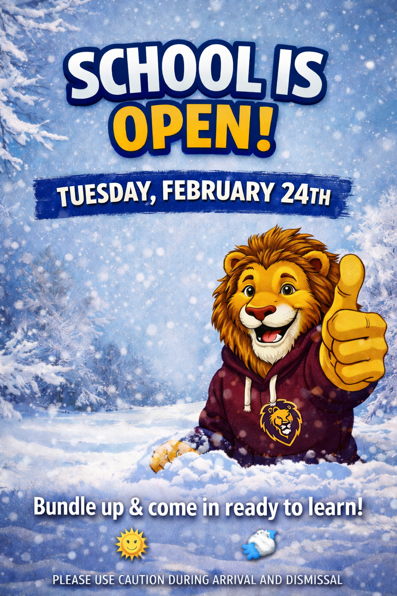 School is Open Tuesday Feb 24th
