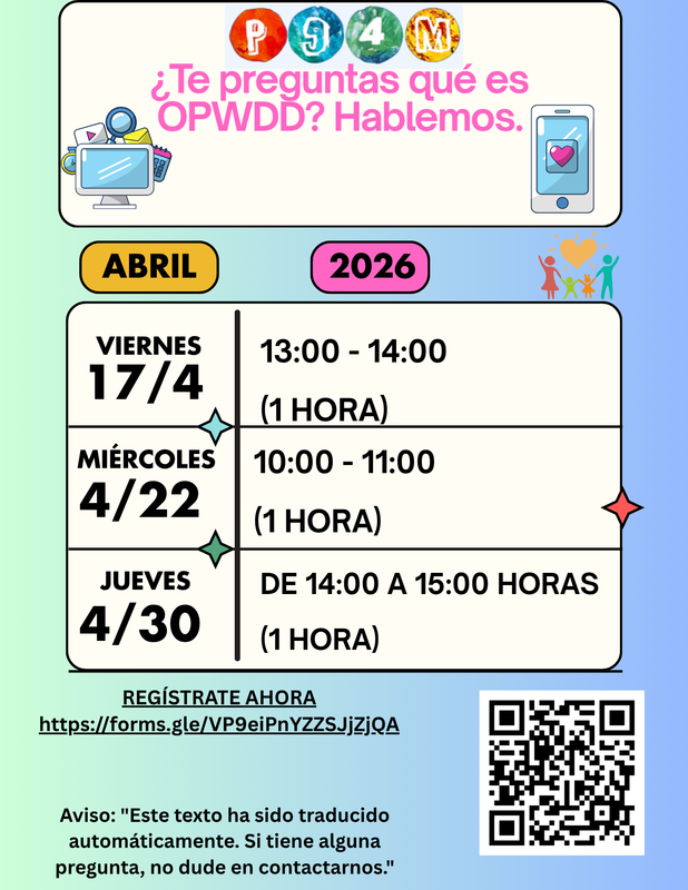 Flyer for OPWDD Workshop (Spanish)