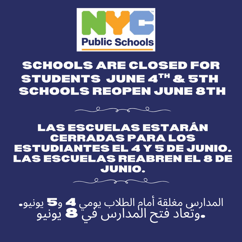 flyer for school closed June 4th and 5th