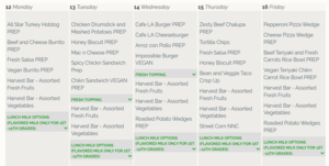 Menu for Lunch / El menú del almuerzo
