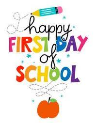 Image with an apple and a pencil. The text says Happy 1st day of School