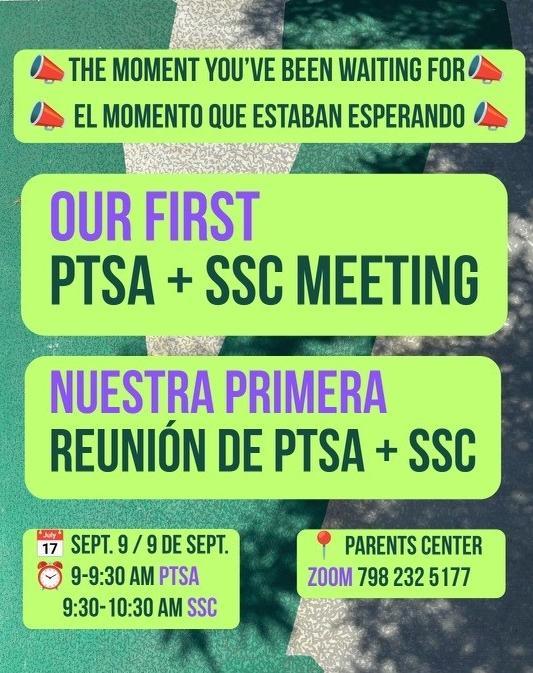 PTSA & SSC/ELAC Orientation Meeting