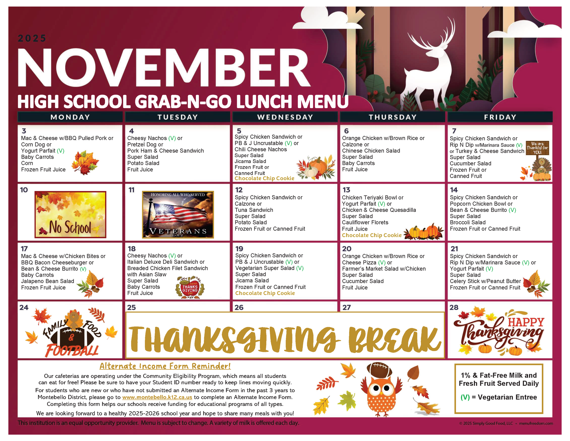 High School Grab-N-Go Lunch Menu (click to view)