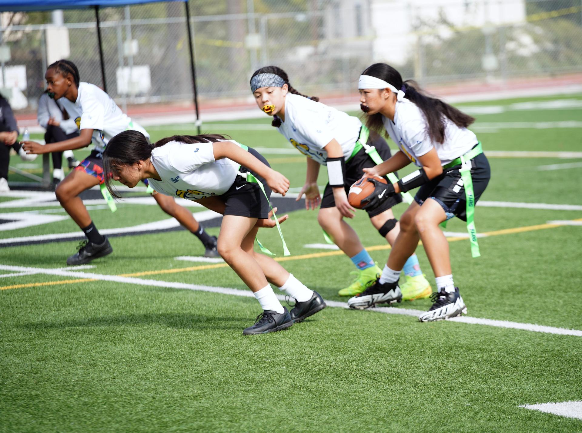 girls play football