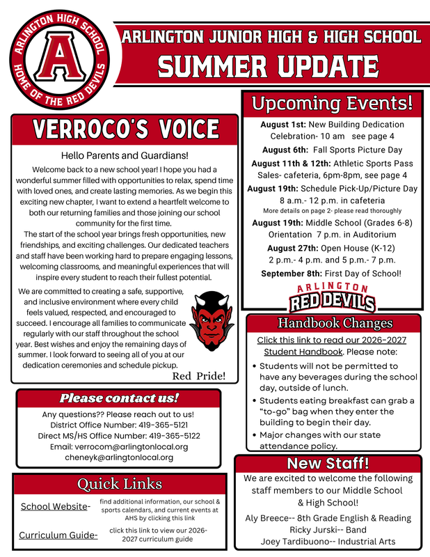 MS & HS Summer Update