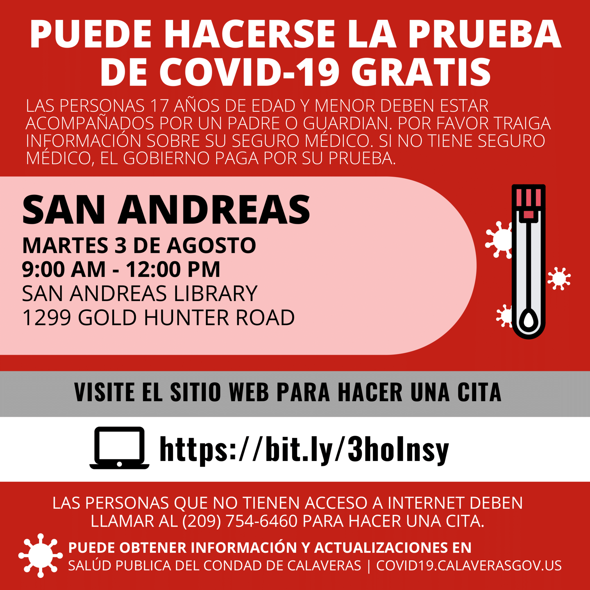 COVID testing info in spanish