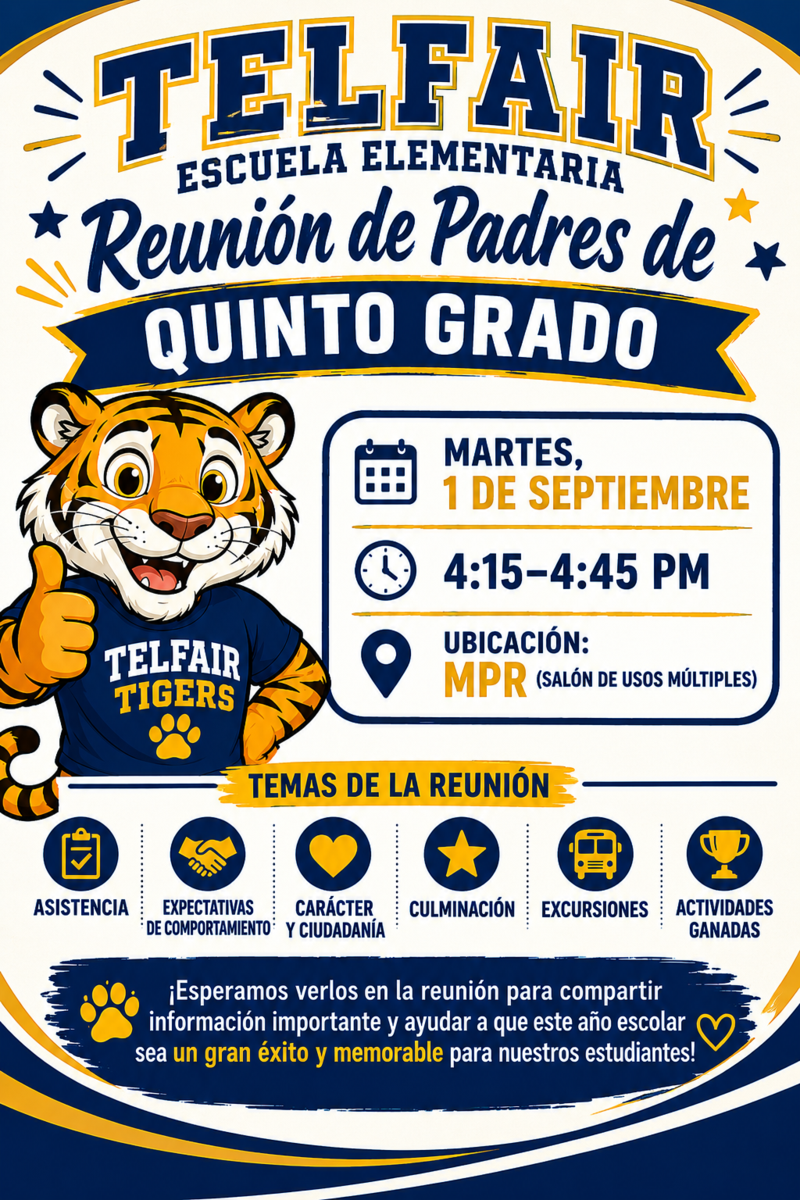 5th grade parent meeting flyer in Spanish