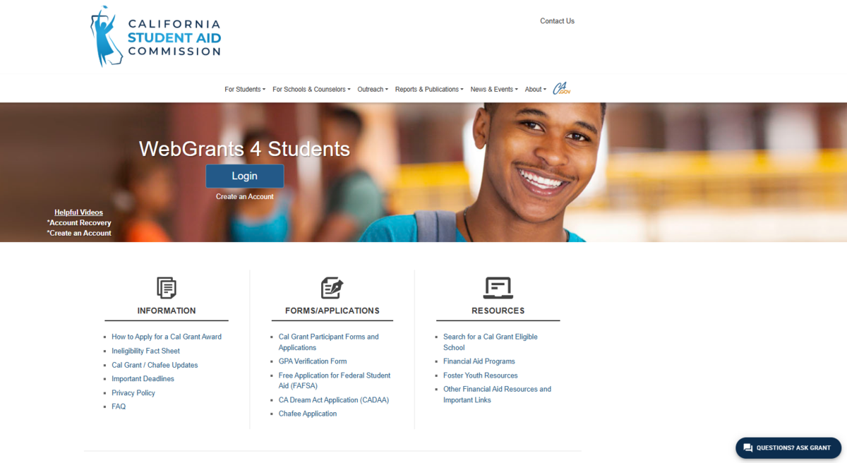 WebGrants for Students Graphic 