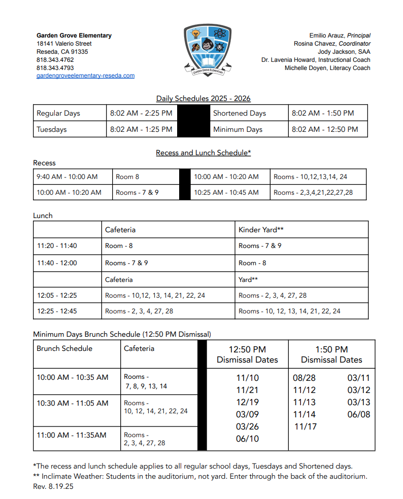 GG Bell Schedule 2025-2026