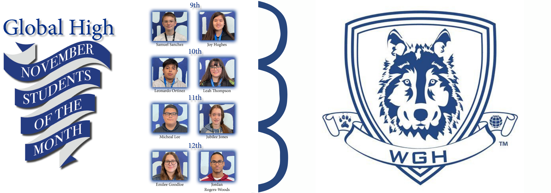 graphic collage of students reads students of the month