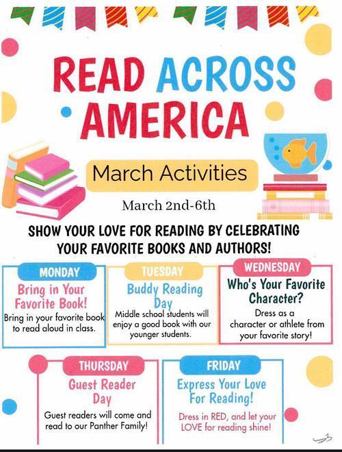 Spirit Week Schedule for Read Across America, at P.S.#39