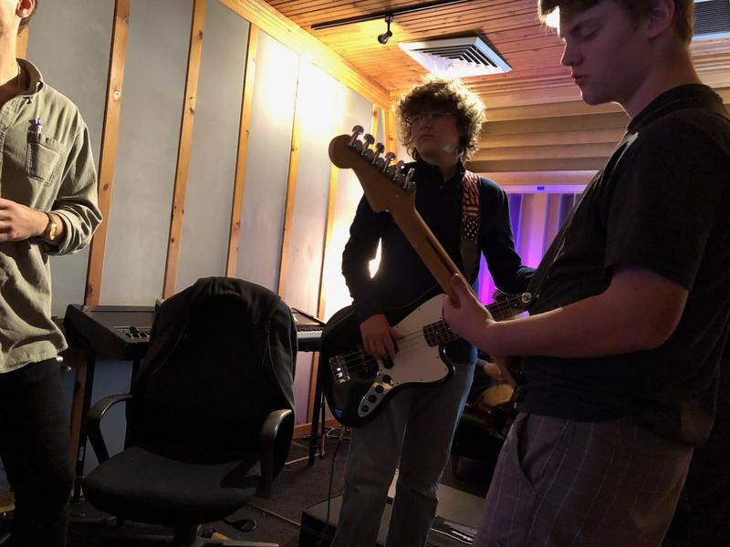Students recording music