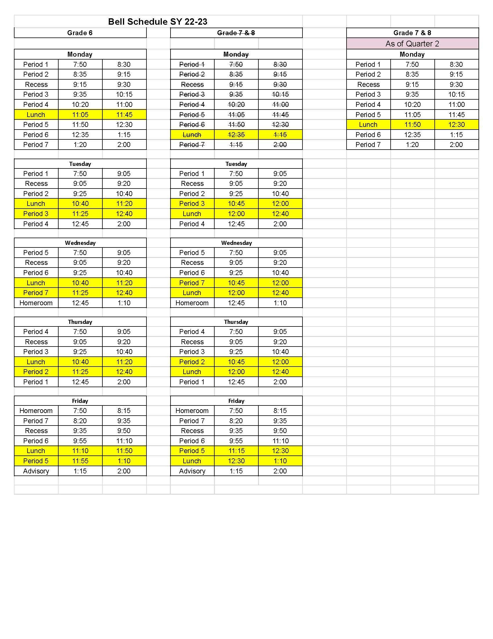 SY 20222023 Schedules Students Kalama Intermediate School