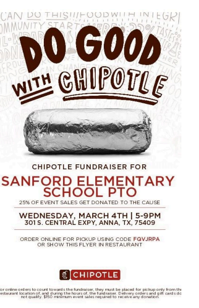 Chipotle Fundraiser Night for Sanford! Thumbnail Image