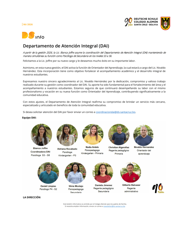 DS-info #6 - 2026: Departamento de Atención Integral (DAI) Featured Photo