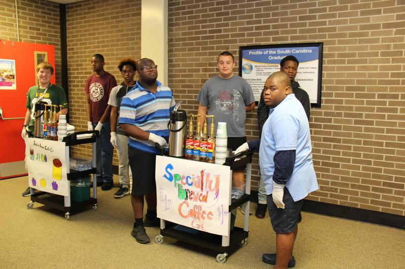 Students at B-L High School prepare to deliver specialty coffee drinks as part of a new project at the school that allows them to put into action the life skills they are learning in the classroom.