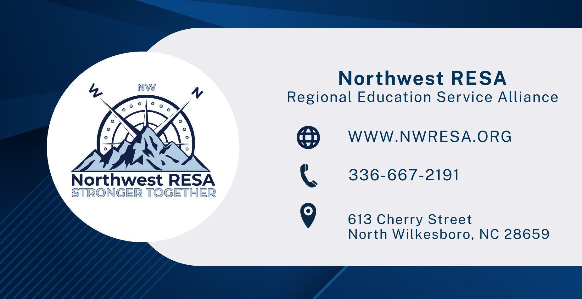 Logo with website www.nwresa.org, phone number 336-667-2191, address 613 Cherry Street, North Wilkesboro, 28659