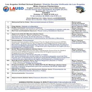 ELAC Meeting Agenda