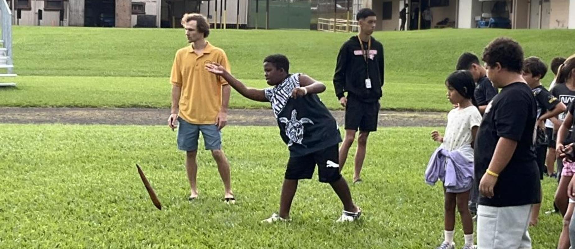 Students playing Hawaiian games