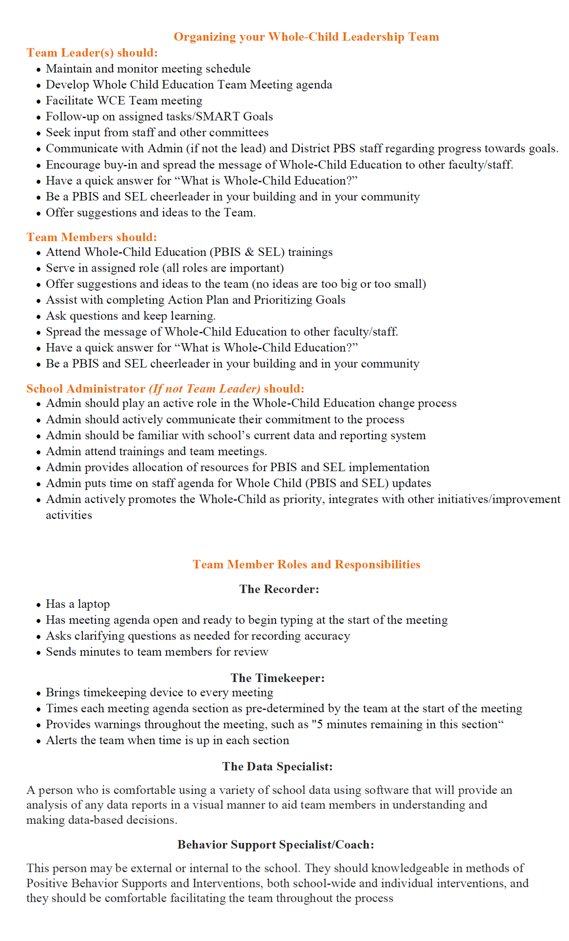 Roles and Responsibilities