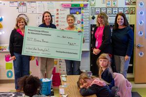 Ms. Bonnie Pearson (second from left) of North Elementary School received a $3,600 mini-grant to fund a professional development experience for several colleagues this year from the Prince George Alliance for Education Foundation on April 9, 2026.