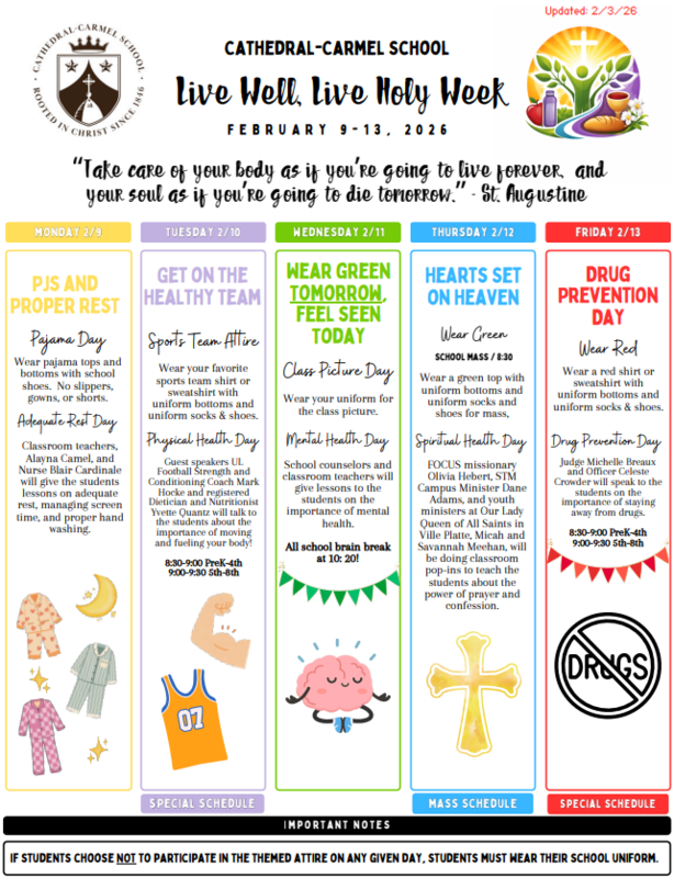 UPDATED Live Well, Live Holy Week - Feb 9-13 Featured Photo