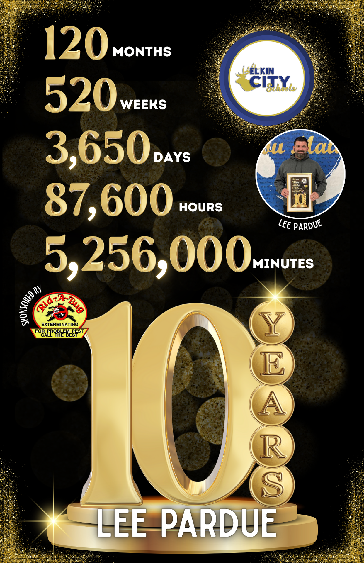 Years of service graphic - 10 years Lee Pardue