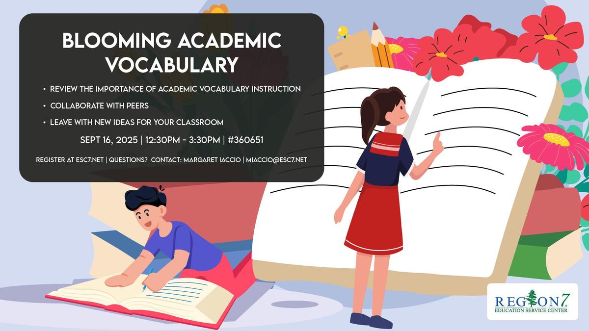 Blooming Academic Vocabulary workshops graphic