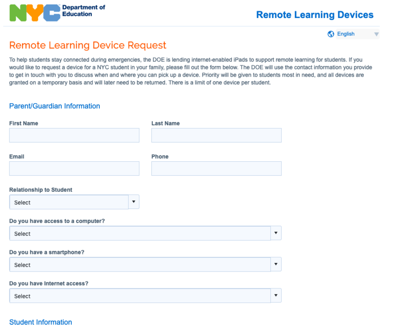 snapshot of learning device request survey