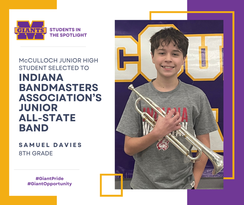 promo graphic - MJH student Samuel Davies selected for IBA Junior All-State Band