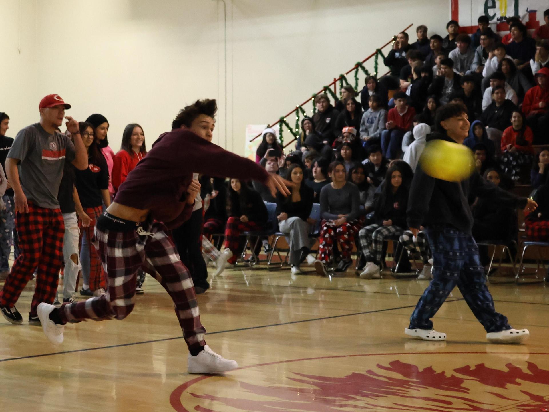 students playing dodgeball