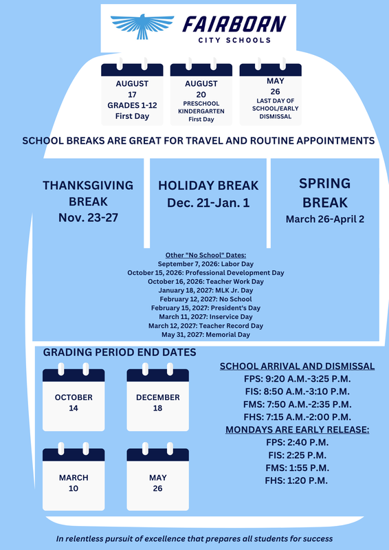 Important Dates for the 2026-2027 school year