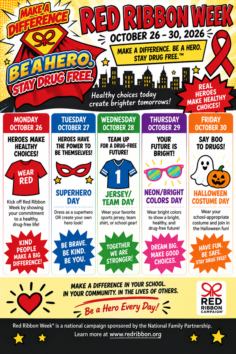 Dress up days for Red Ribbon Week 2026
